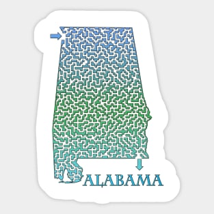 Alabama State Outline Coastal Themed Maze & Labyrinth Sticker